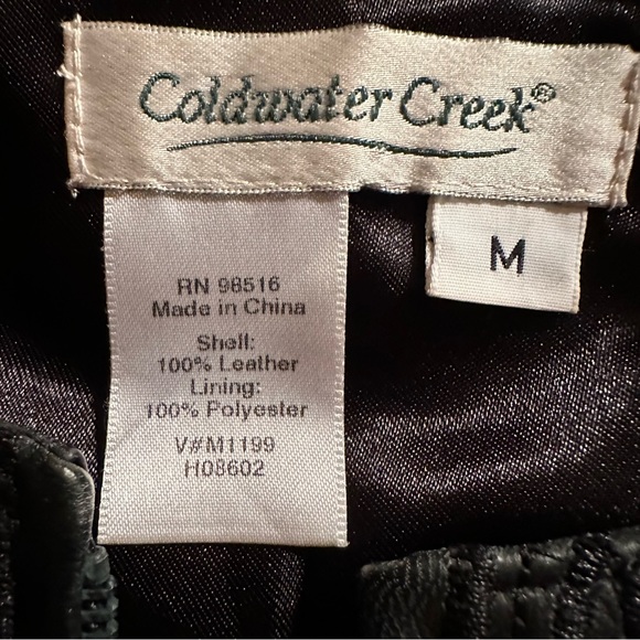 Coldwater Creek embroidered black leather jacket - Picture 6 of 7